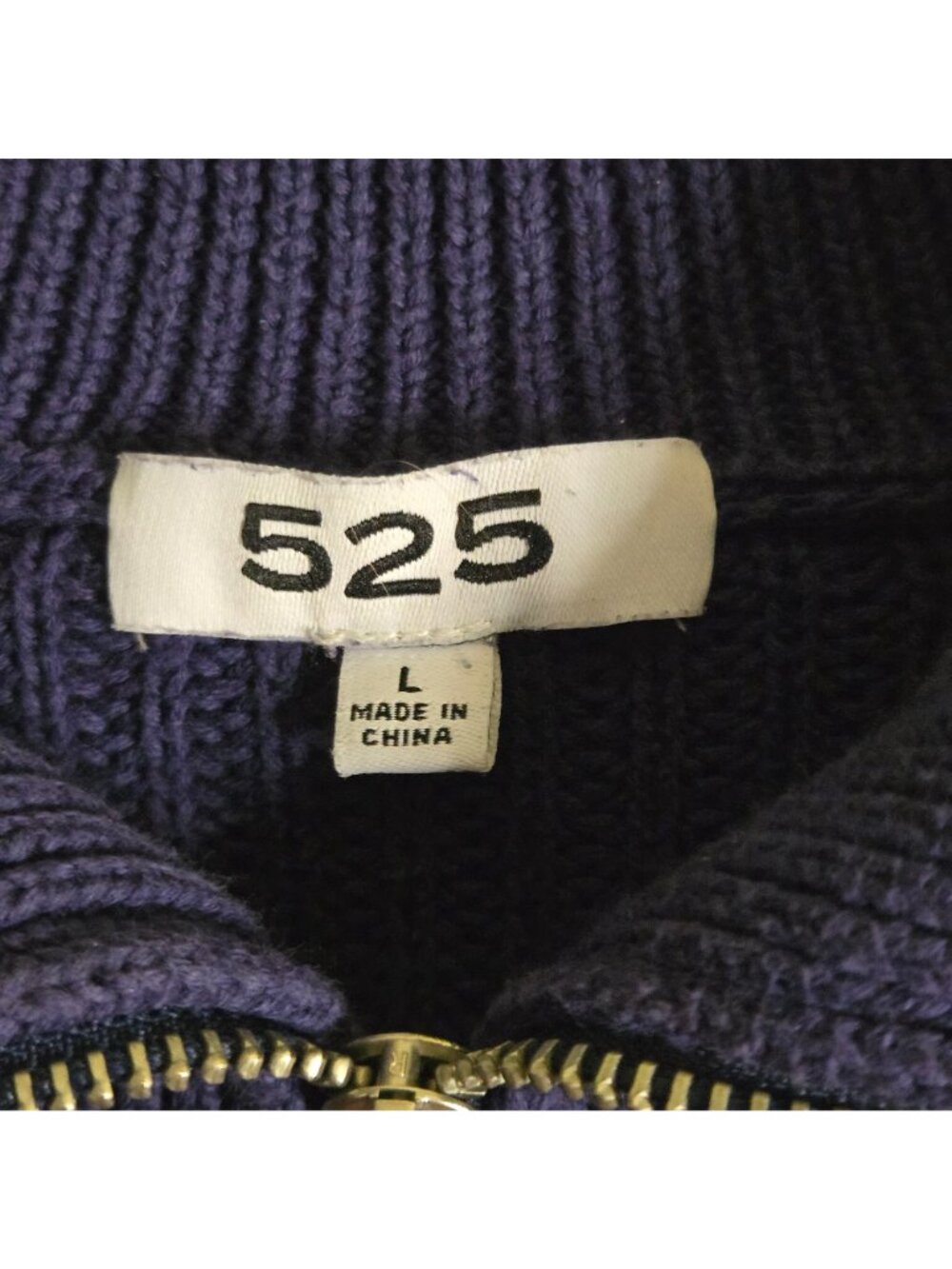 525 American Heavy Duty Sustainable Zip Spread Collar Ribbed Sweater Size L - Picture 5 of 6